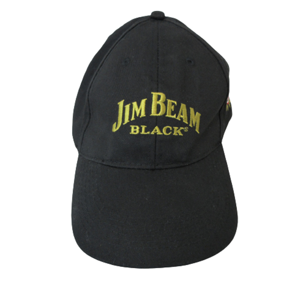 Jim Beam Cap Hat Bourbon Whiskey Black Baseball Strapback Gold Embroidered